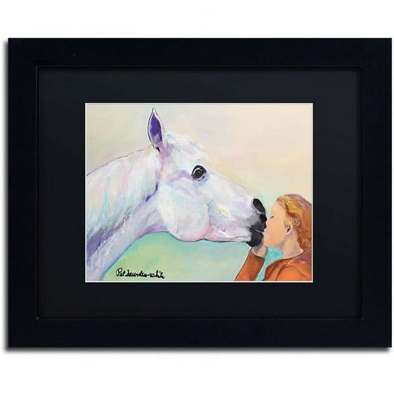 Trademark Fine Art "Opie's Kiss" Canvas Art by Pat Saunders-White, Black Mat, Black Frame