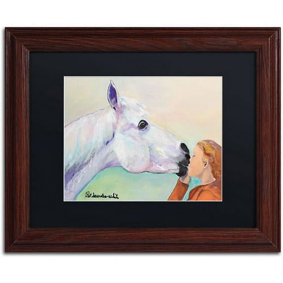 Trademark Fine Art "Opie's Kiss" Canvas Art by Pat Saunders-White, Black Mat, Wood Frame