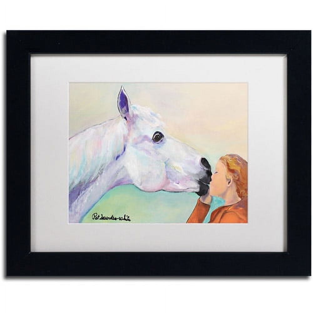 Trademark Fine Art "Opie's Kiss" Canvas Art by Pat Saunders-White, White Mat, Black Frame