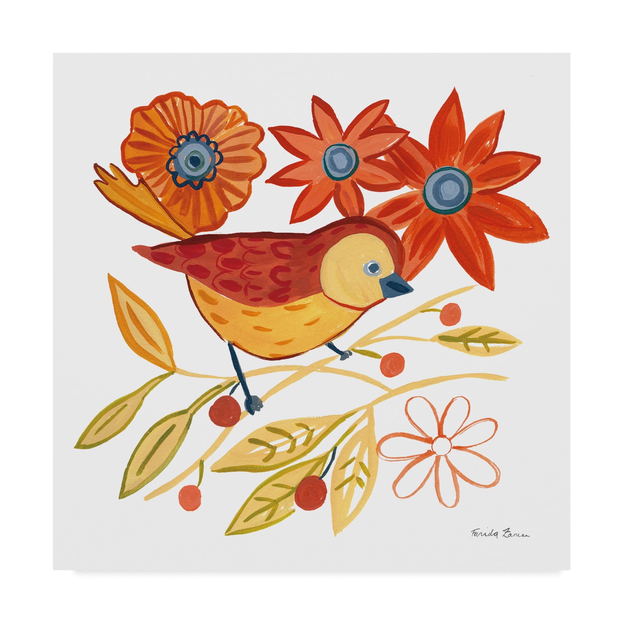 Trademark Fine Art 'Orange Bird III' Canvas Art by Farida Zaman
