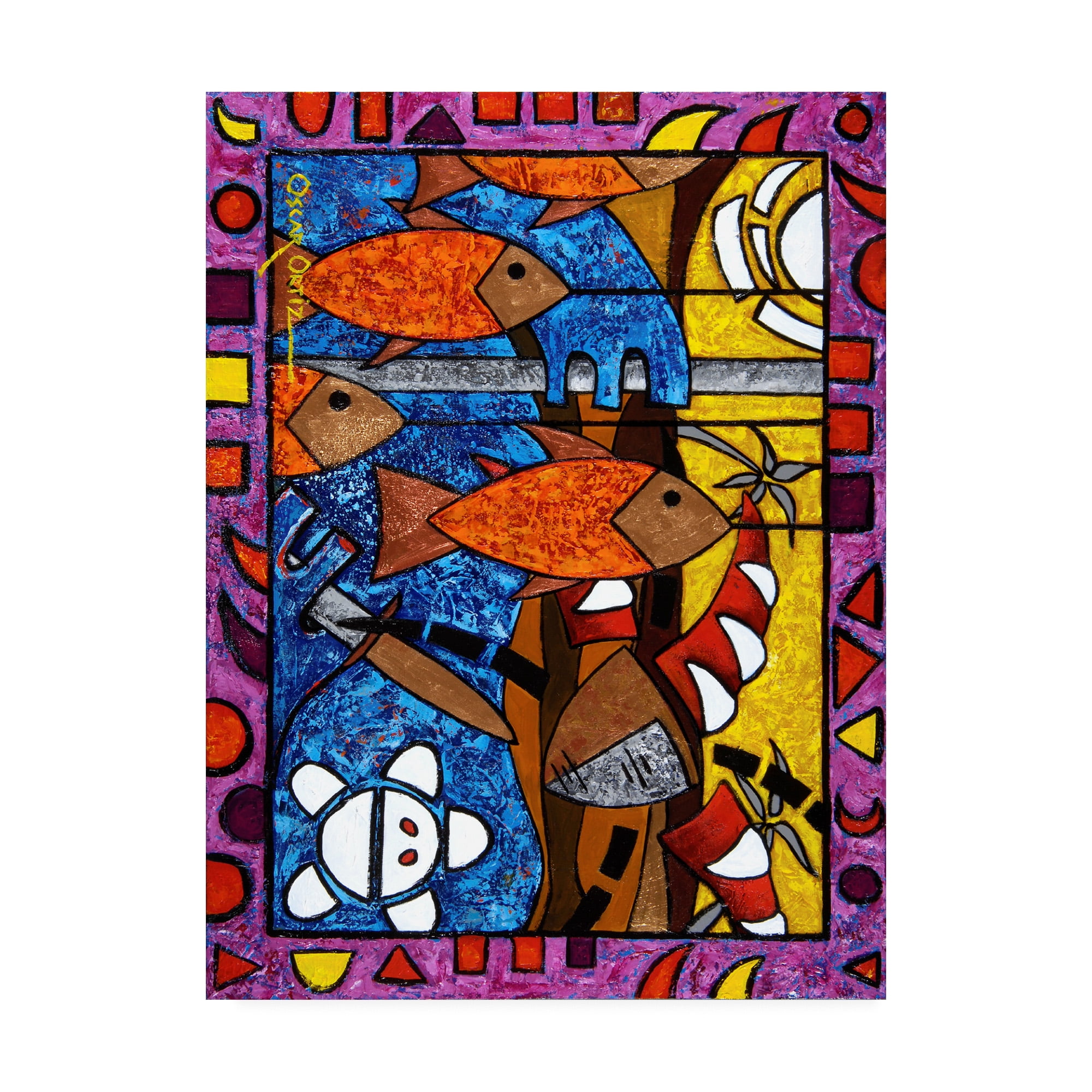 Colorful Abstract Fish Canvas Art in 24 x 32