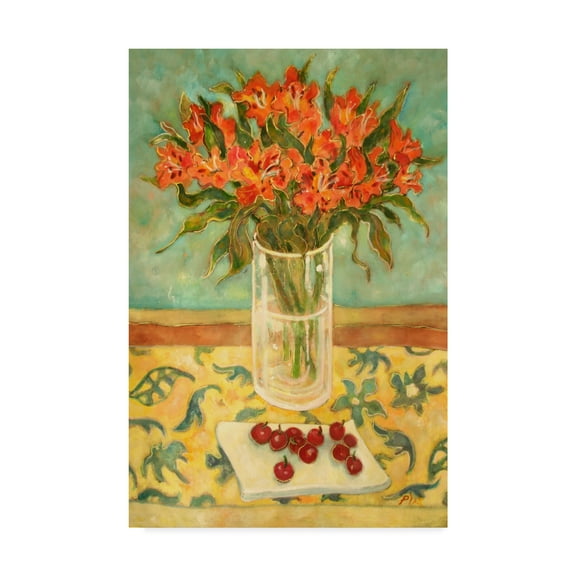 Trademark Fine Art 'Orange Flowers In Glass' Canvas Art by Lorraine Platt
