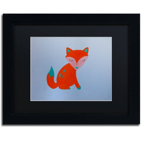 Trademark Fine Art "Orange Fox" Canvas Art by Nicole Dietz Black Matte, Black Frame