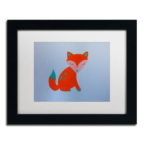 Trademark Fine Art "Orange Fox" Canvas Art by Nicole Dietz White Matte, Black Frame