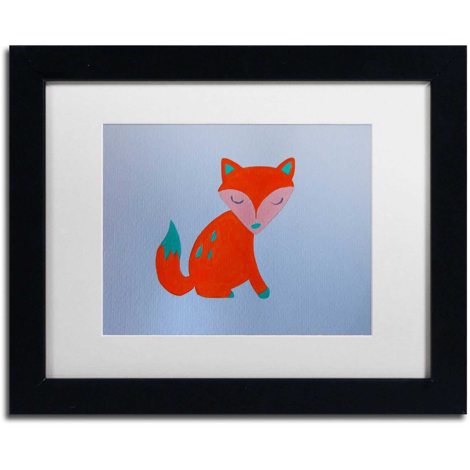Trademark Fine Art "Orange Fox" Canvas Art by Nicole Dietz White Matte, Black Frame