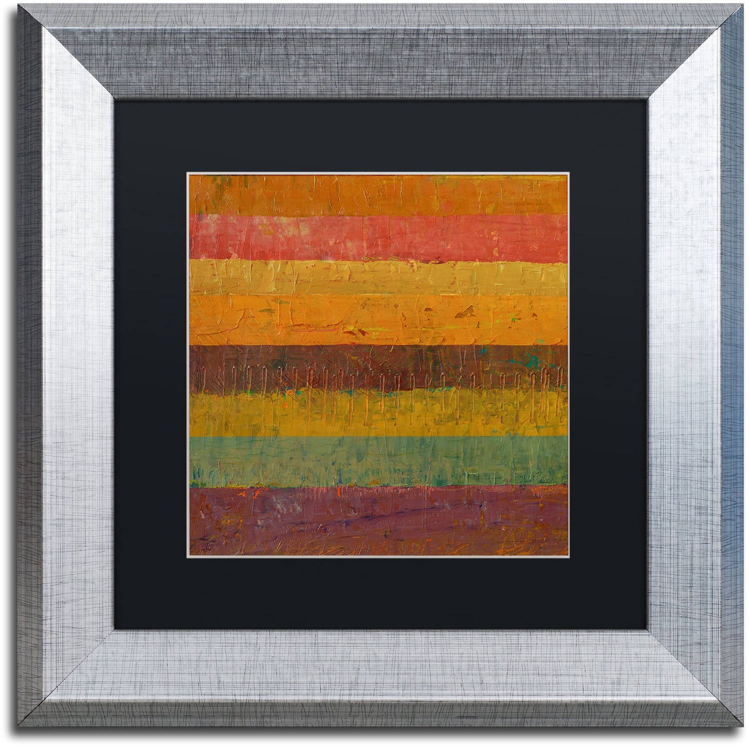 Trademark Fine Art "Orange Line" Canvas Art by Michelle Calkins, Black Matte, Silver Frame