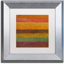 Trademark Fine Art "Orange Line" Canvas Art by Michelle Calkins, White Matte, Silver Frame