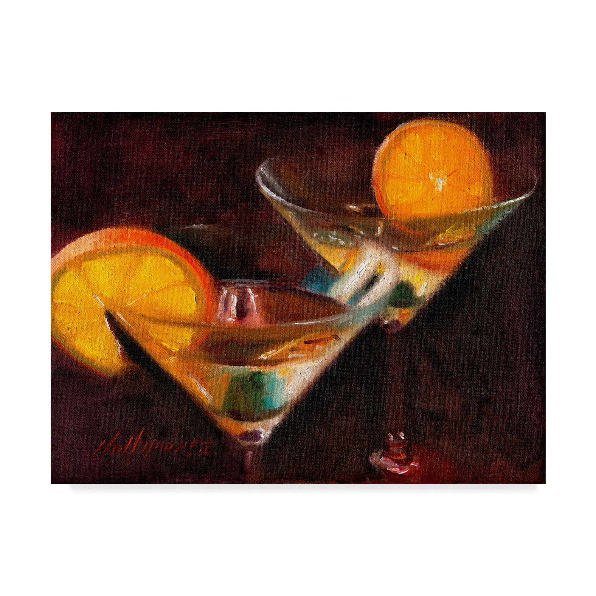 Orange Martini Cocktail Mid-Century Modern Canvas Art