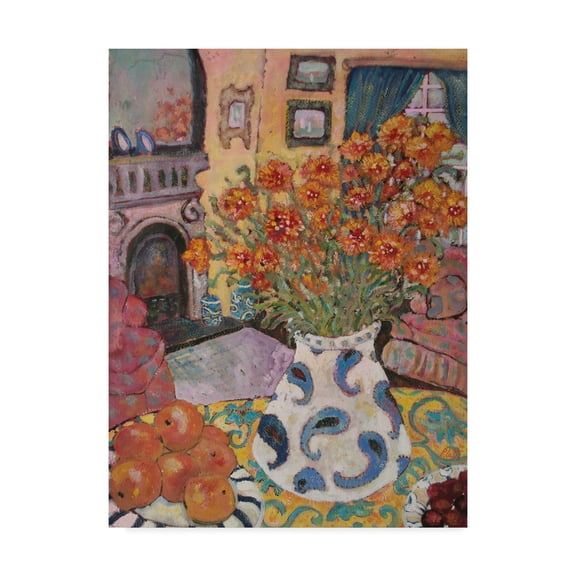 Trademark Fine Art 'Orange Straw Flowers' Canvas Art by Lorraine Platt