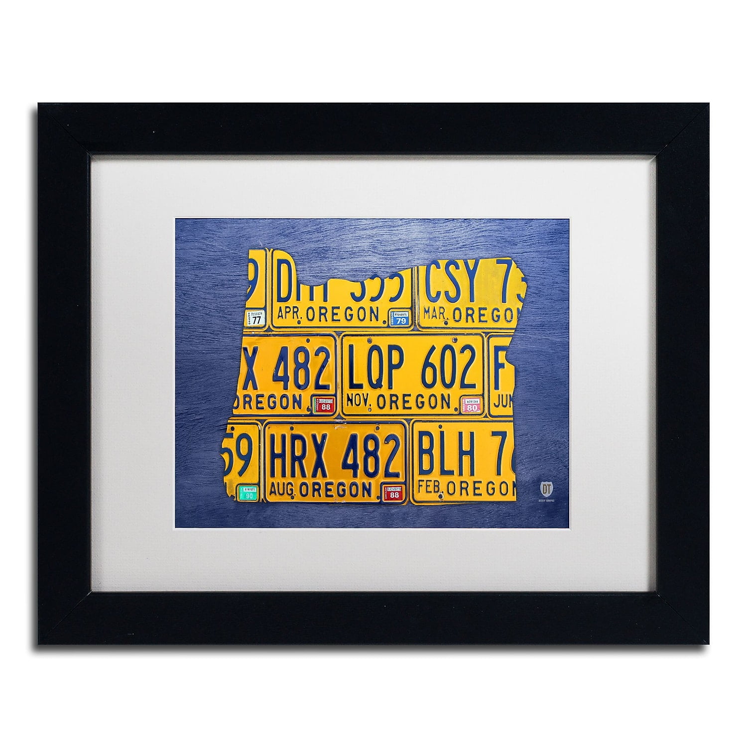 Trademark Fine Art 'Oregon License Plate Map' Canvas Art by Design Turnpike, White Matte, Black Frame