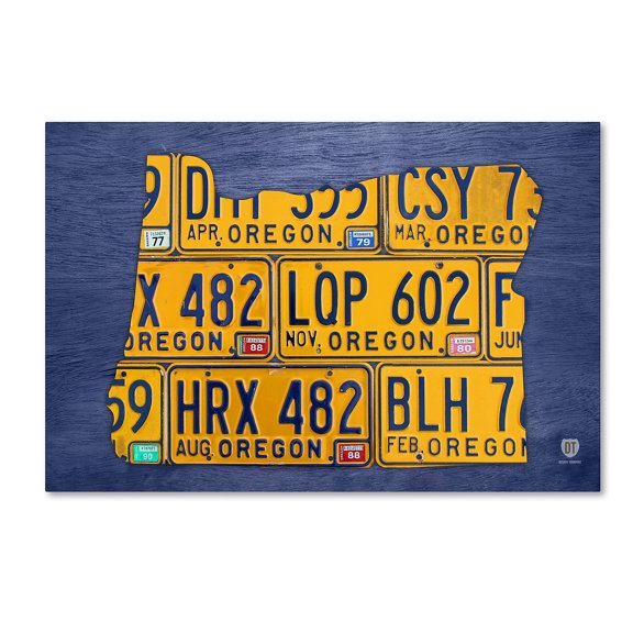 Trademark Fine Art 'Oregon License Plate Map' Canvas Art by Design Turnpike