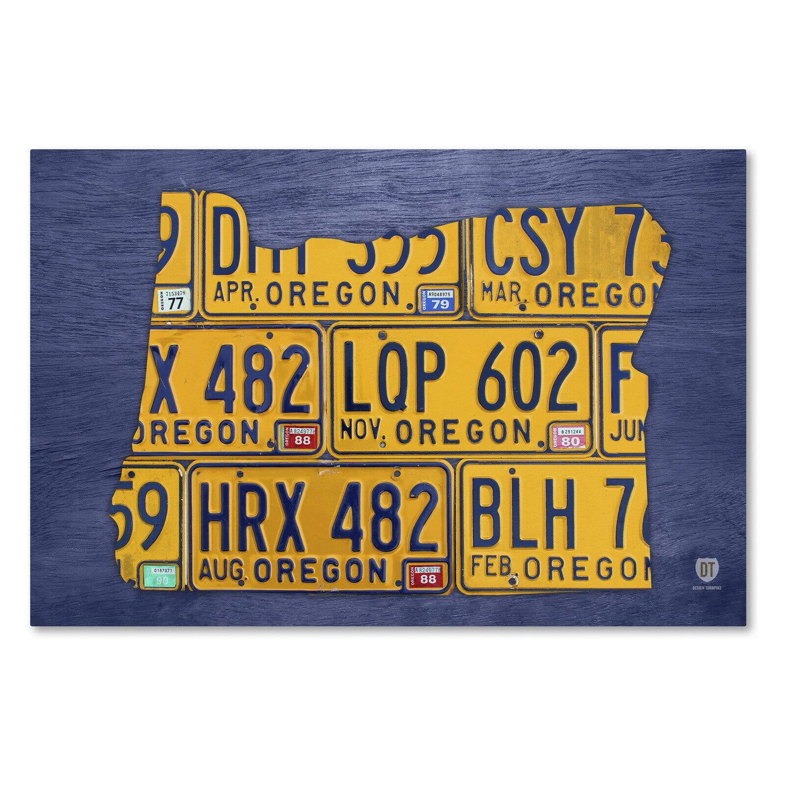 Trademark Fine Art 'Oregon License Plate Map' Canvas Art by Design Turnpike