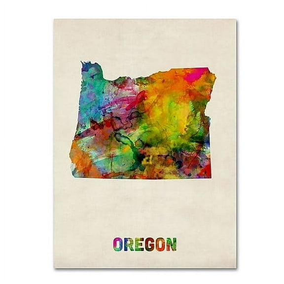 Trademark Fine Art "Oregon Map" Canvas Wall Art by Michael Tompsett