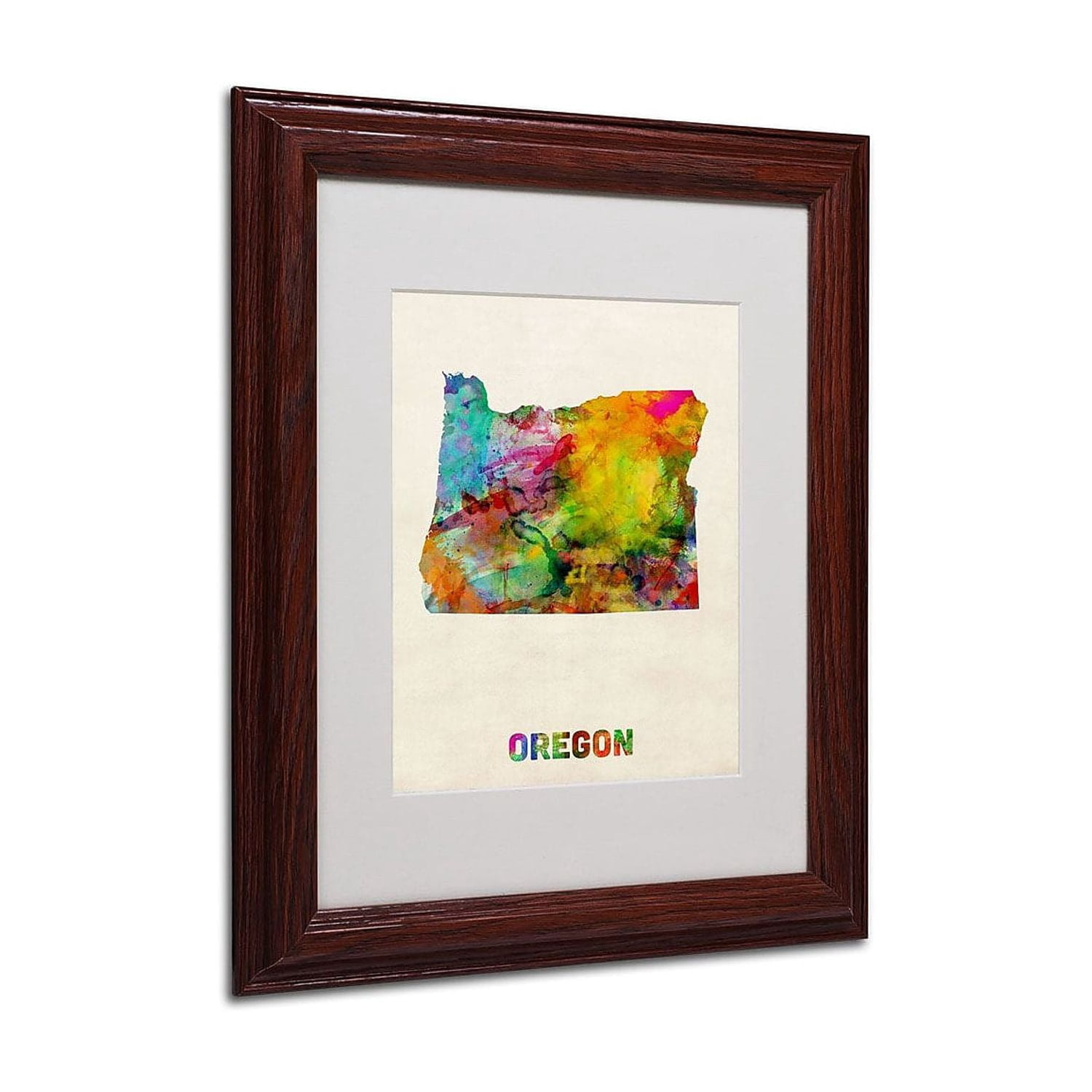 Trademark Fine Art "Oregon Map" Matted Framed Art by Michael Tompsett, Wood Frame