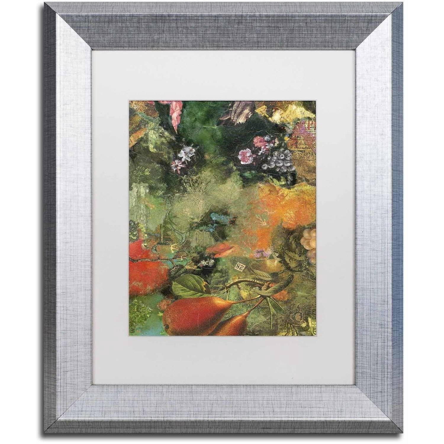 Trademark Fine Art 'Oregon Pears' Canvas Art by Nick Bantock, White Matte, Silver Frame