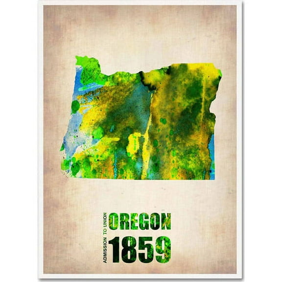 Trademark Fine Art "Oregon Watercolor Map" Canvas Art by Naxart