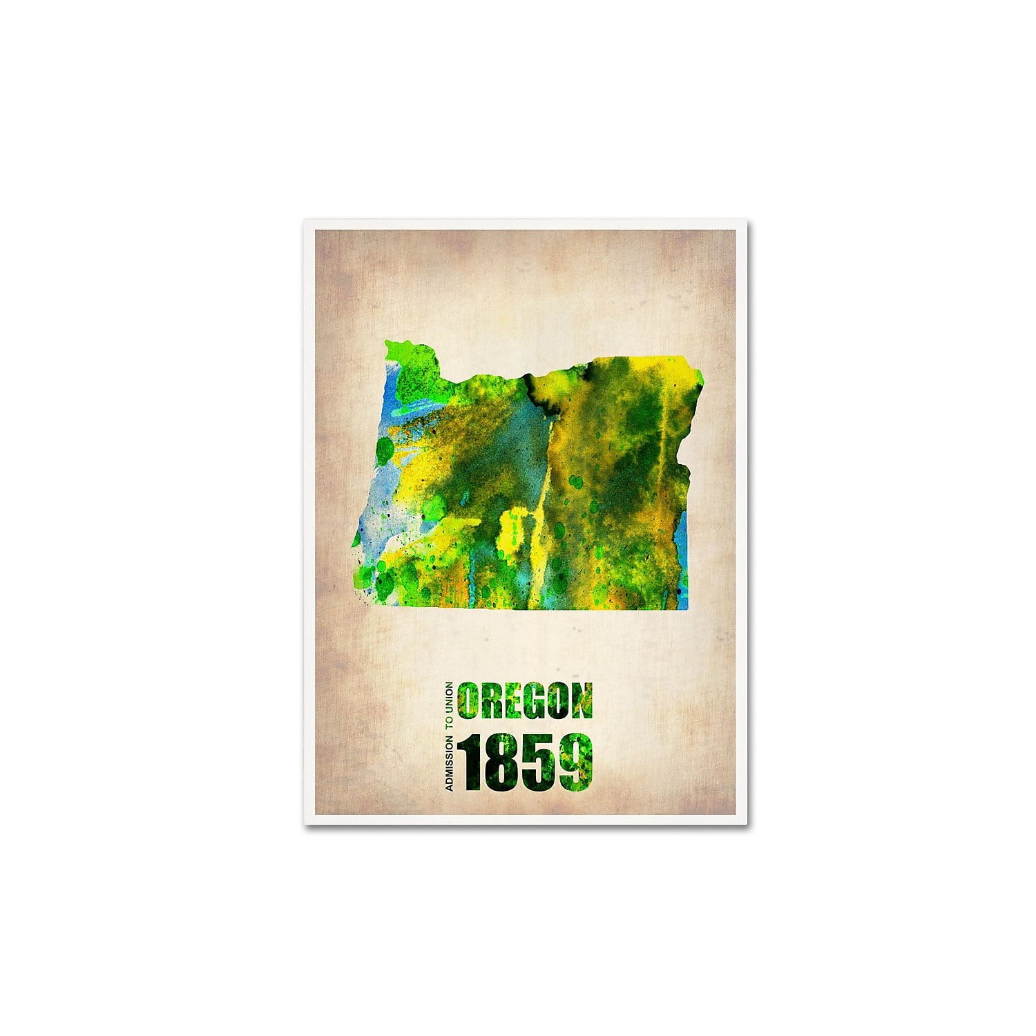 Trademark Fine Art "Oregon Watercolor Map" Canvas Art by Naxart
