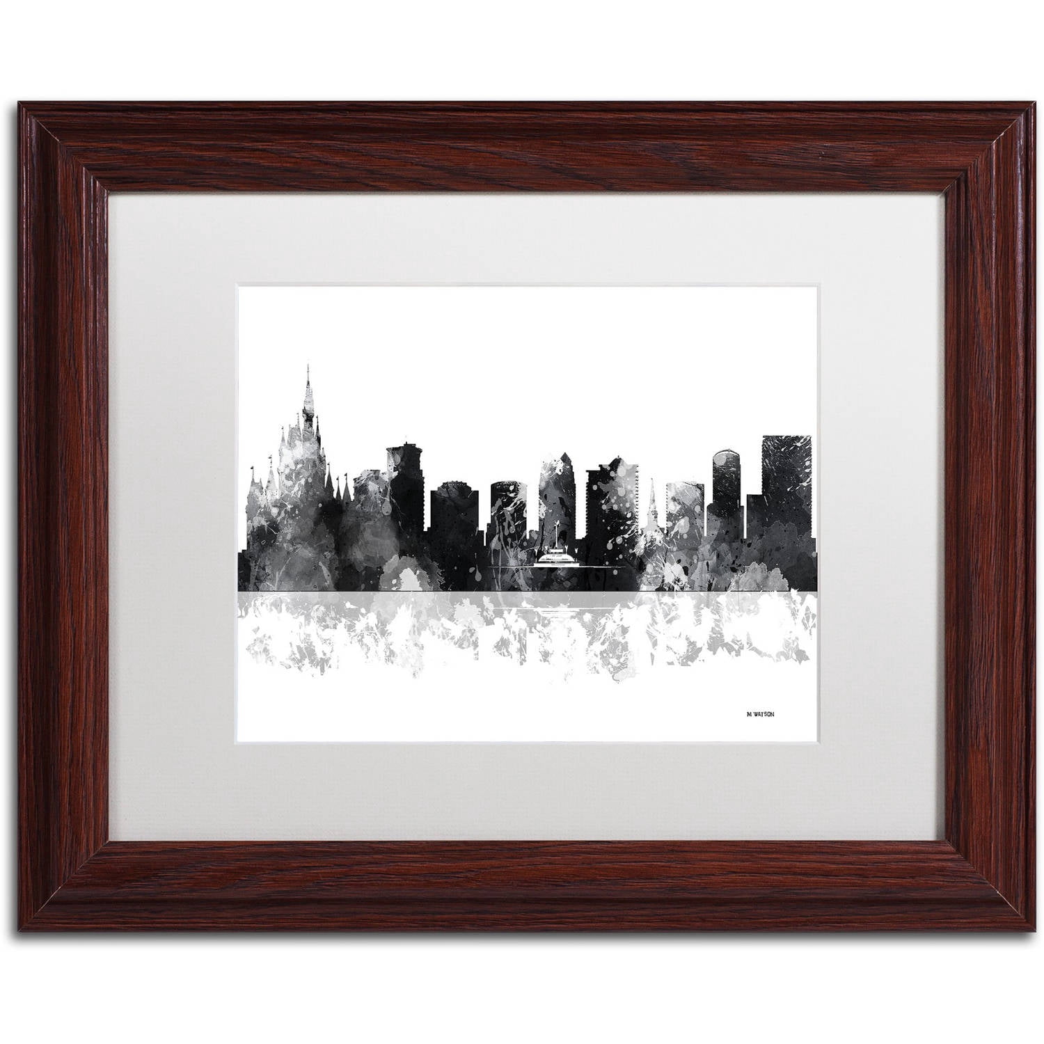 Trademark Fine Art "Orlando Florida Skyline BG-1" Canvas Art by Marlene Watson, White Matte, Wood Frame