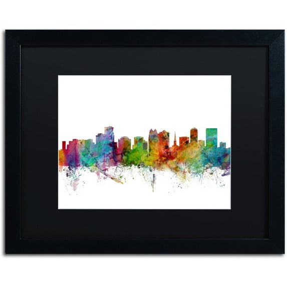 Trademark Fine Art 'Orlando Florida Skyline' Canvas Art by Michael Tompsett, Black Matte, Black Frame
