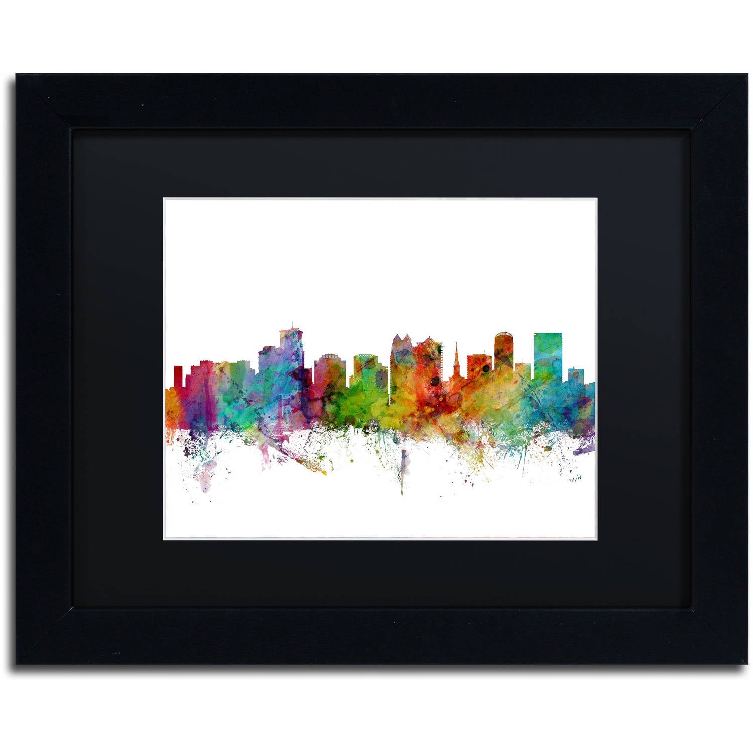 Trademark Fine Art 'Orlando Florida Skyline' Canvas Art by Michael Tompsett, Black Matte, Black Frame