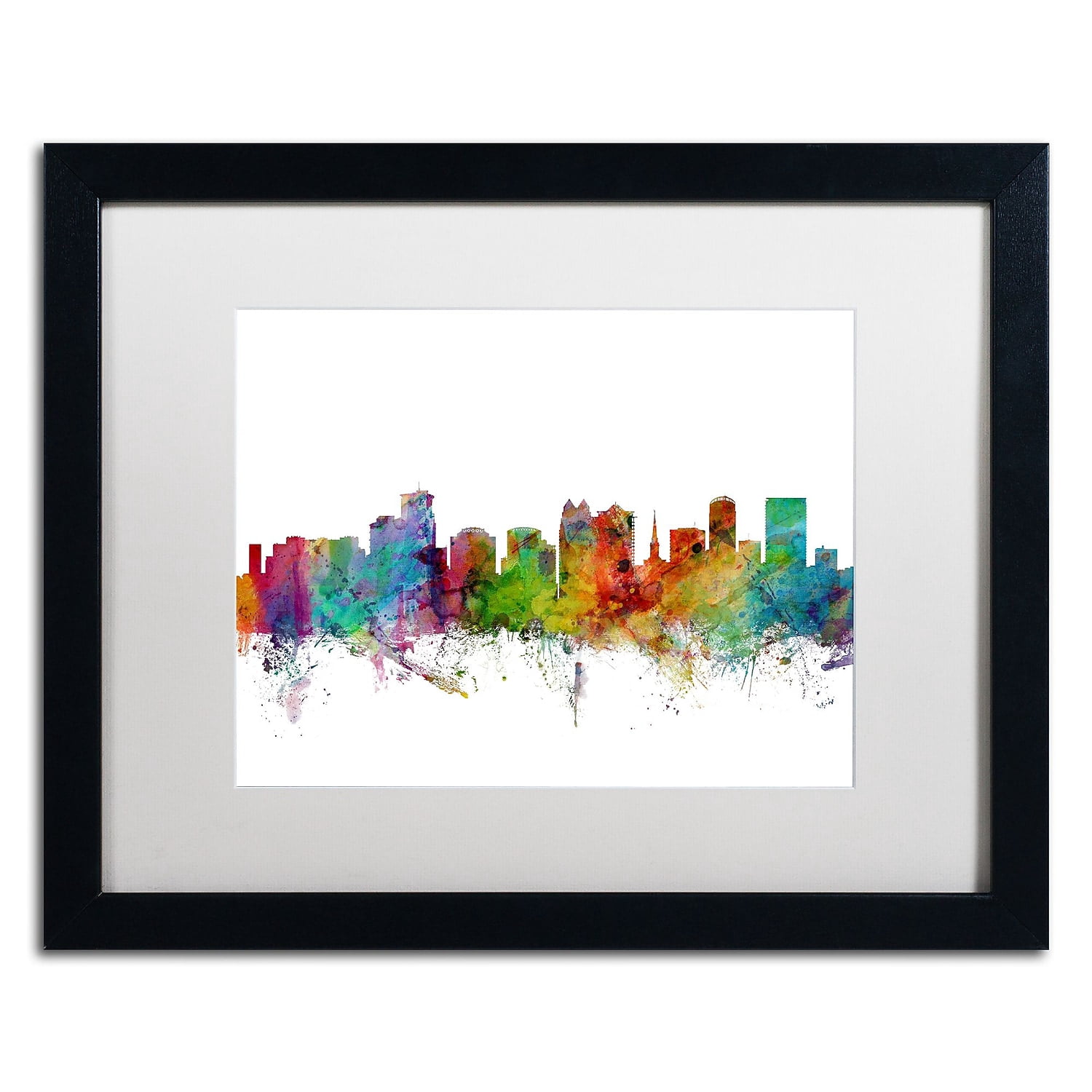 Trademark Fine Art 'Orlando Florida Skyline' Canvas Art by Michael Tompsett, White Matte, Black Frame