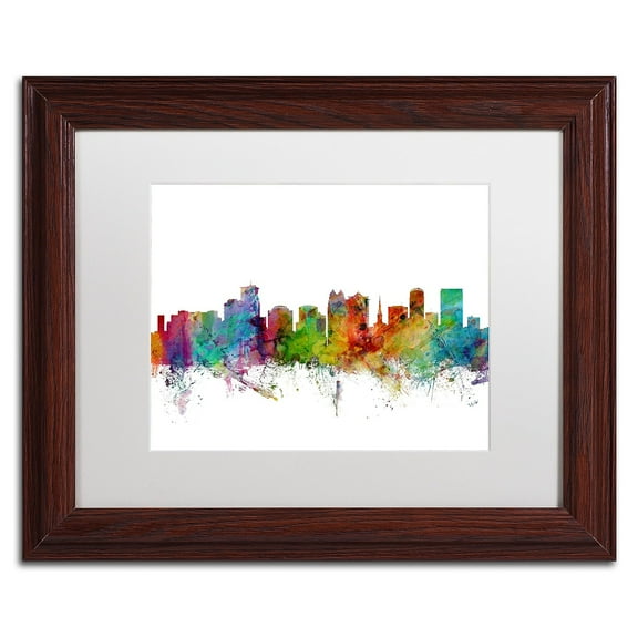 Trademark Fine Art 'Orlando Florida Skyline' Canvas Art by Michael Tompsett, White Matte, Wood Frame