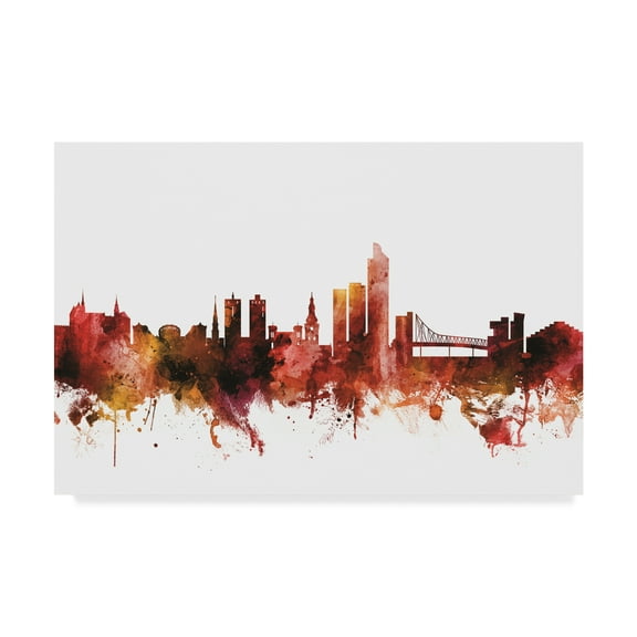 Trademark Fine Art 'Oslo Norway Skyline Red' Canvas Art by Michael Tompsett