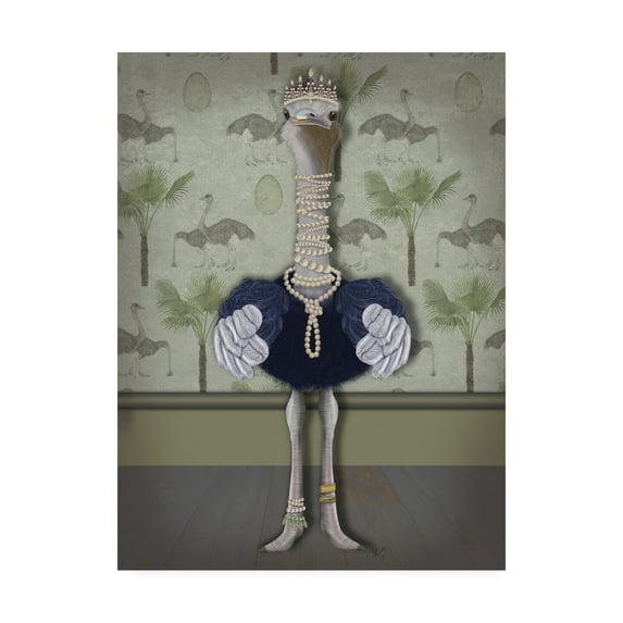 Trademark Fine Art 'Ostrich and Pearls, Full' Canvas Art by Fab Funky