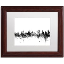 Trademark Fine Art "Ottawa Canada Skyline B&W" Canvas Art by Michael Tompsett, White Matte, Wood Frame