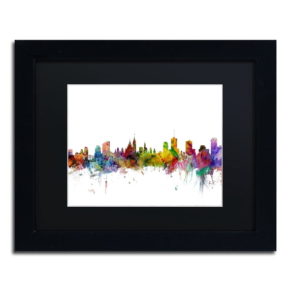 Trademark Fine Art "Ottawa Canada Skyline" Canvas Art by Michael Tompsett Black Matte, Black Frame