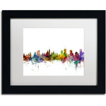 Trademark Fine Art "Ottawa Canada Skyline" Canvas Art by Michael Tompsett White Matte, Black Frame