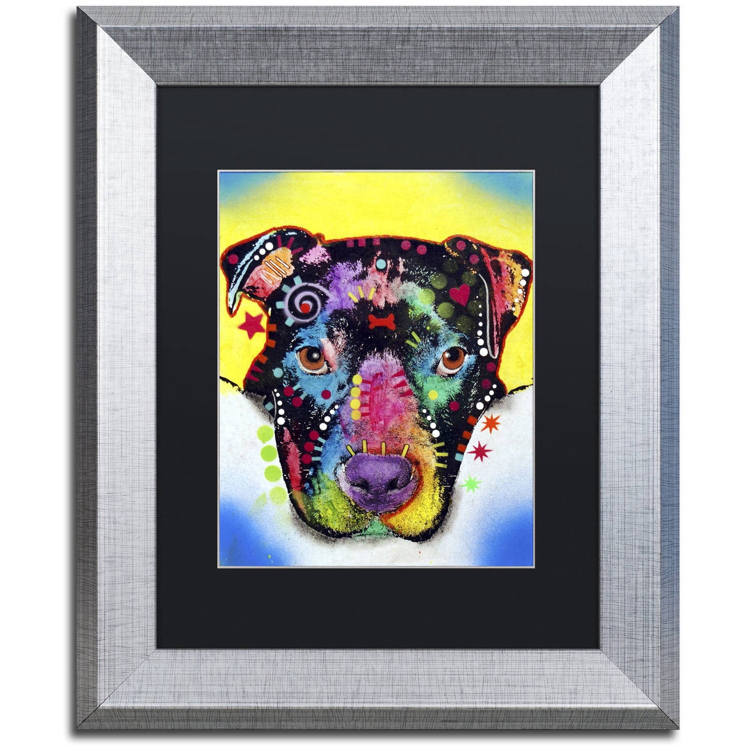Trademark Fine Art "Otter Pitbull" Canvas Art by Dean Russo, Black Matte, Silver Frame