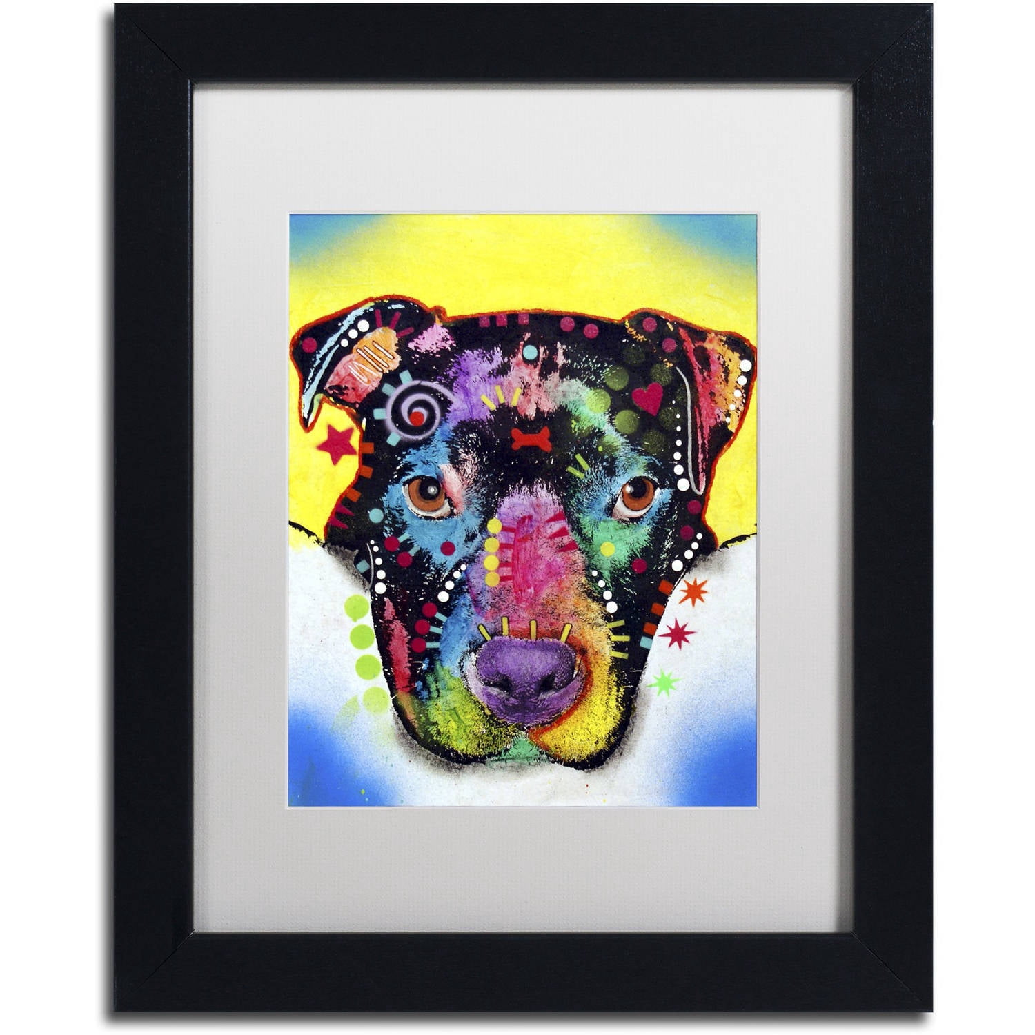 Trademark Fine Art "Otter Pitbull" Canvas Art by Dean Russo, White Matte, Black Frame