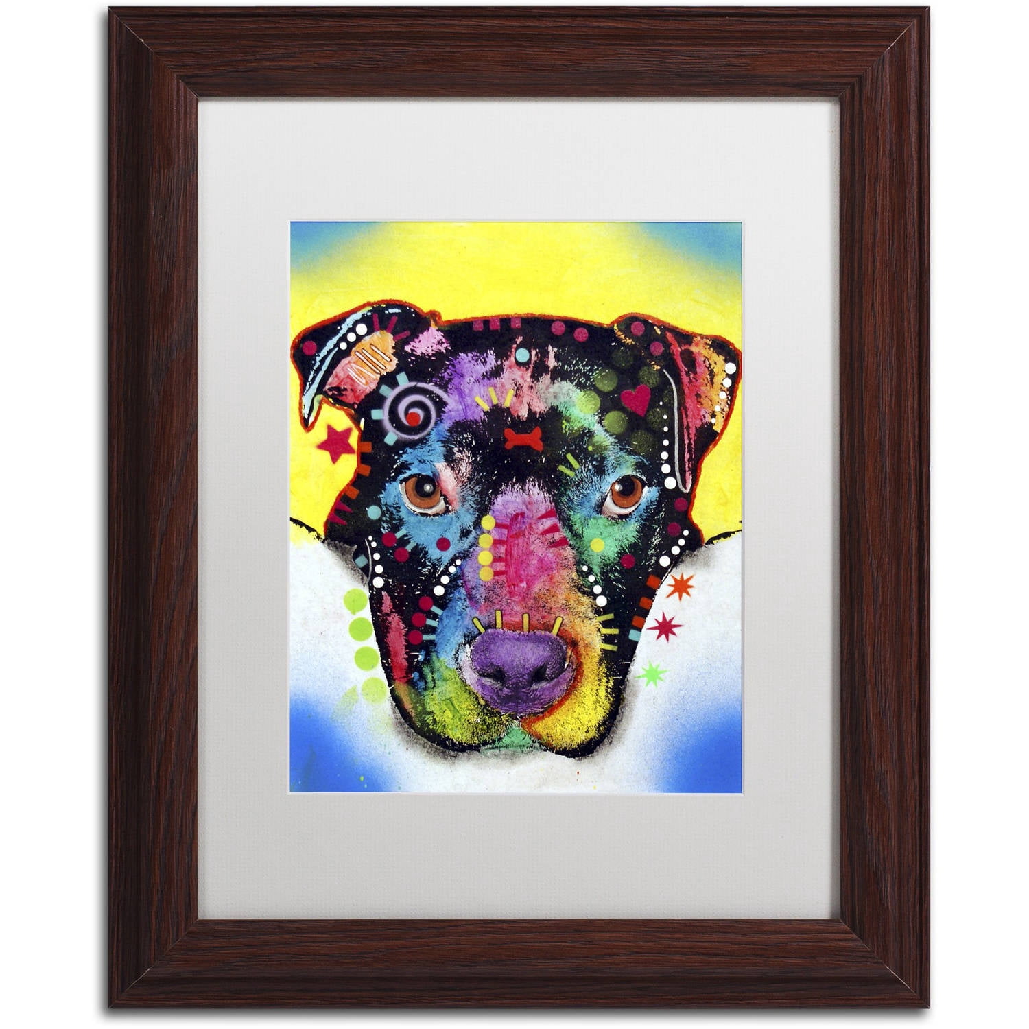 Trademark Fine Art "Otter Pitbull" Canvas Art by Dean Russo, White Matte, Wood Frame