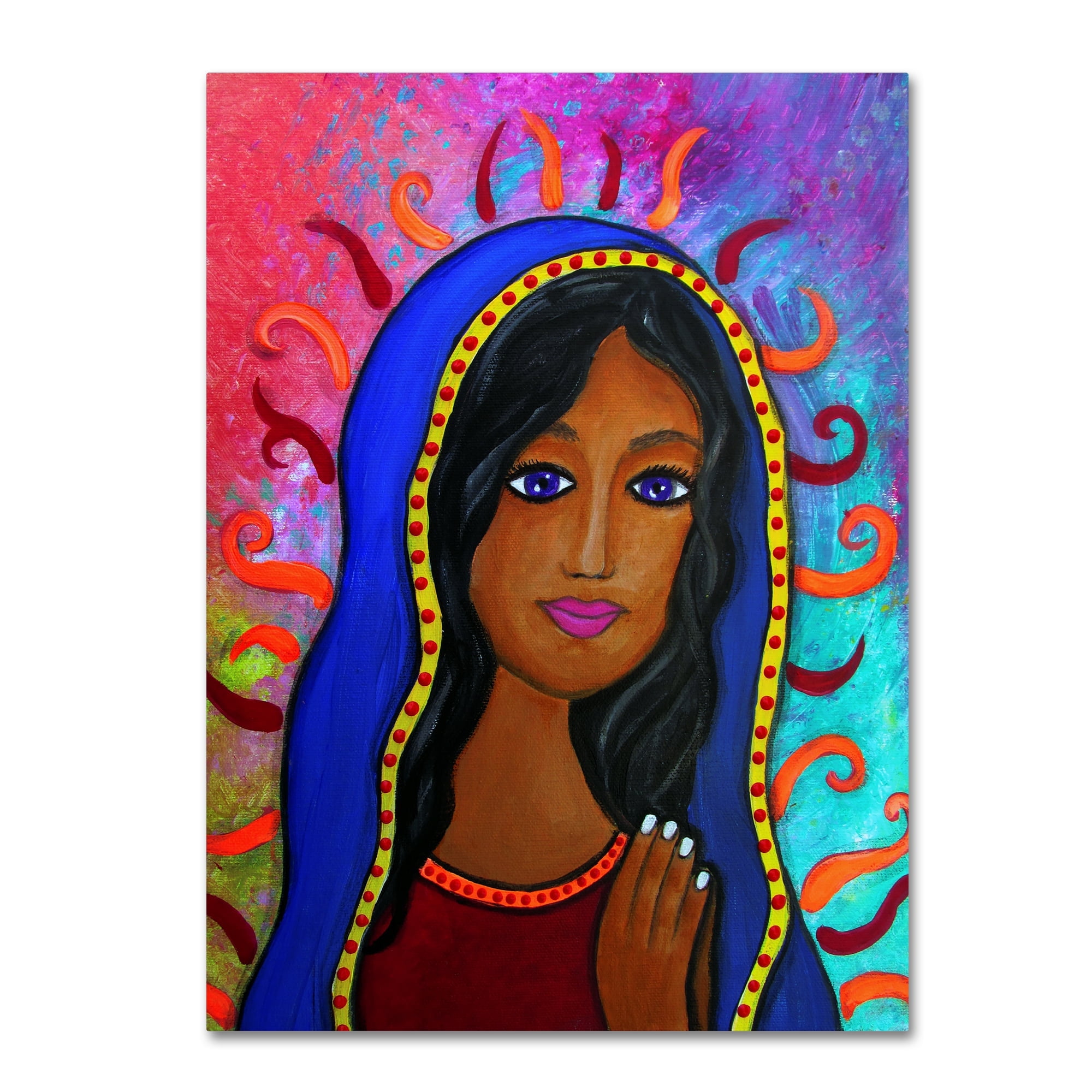 Our Lady of Guadalupe Blue and Pink Canvas Wall Art