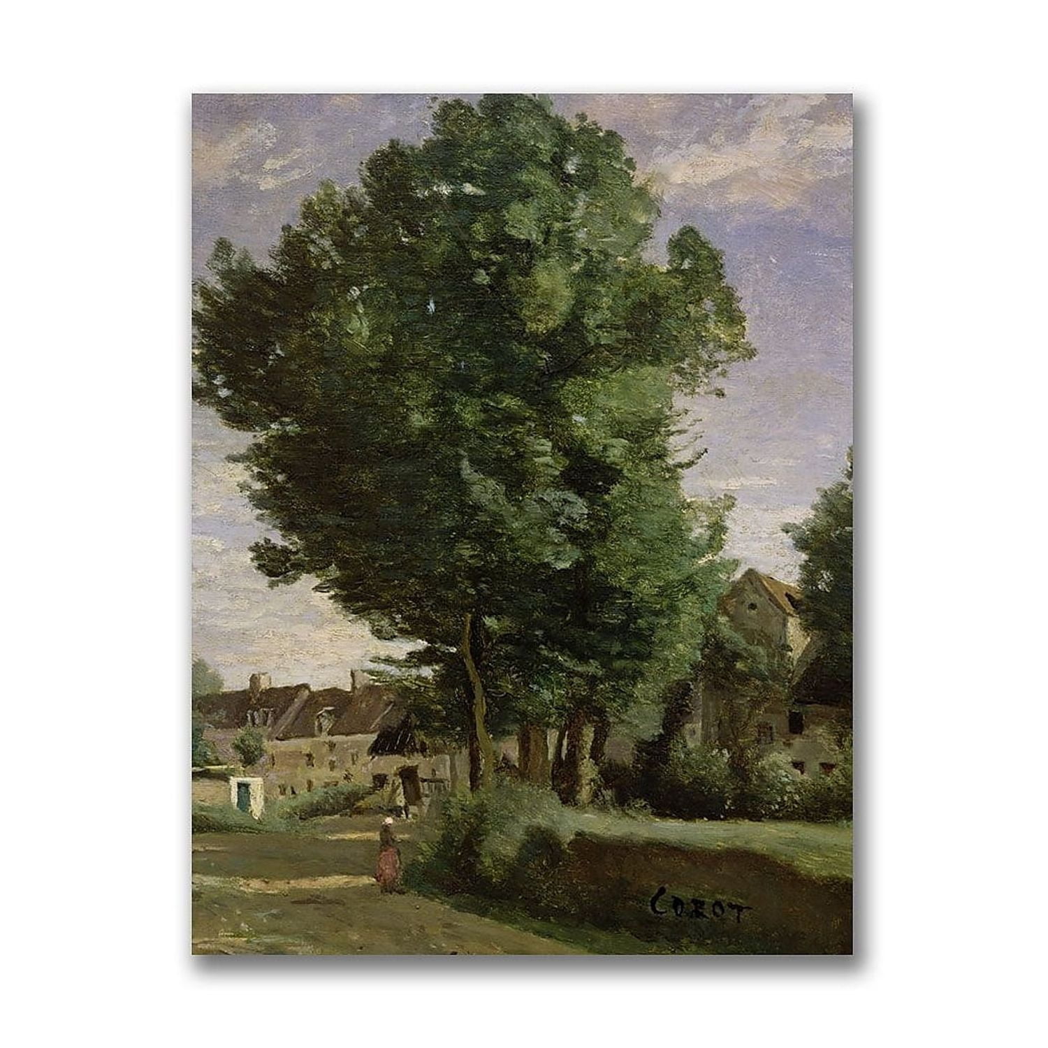 Trademark Fine Art "Outskirts of a village" Canvas Wall Art by Jean Baptiste Corot