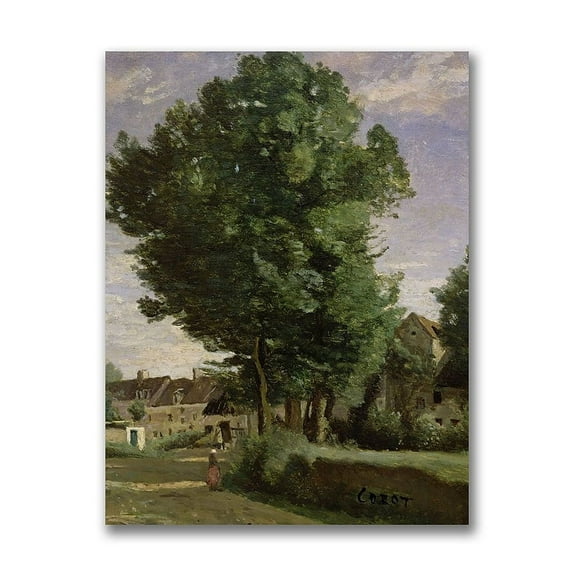 Trademark Fine Art "Outskirts of a village" Canvas Wall Art by Jean Baptiste Corot
