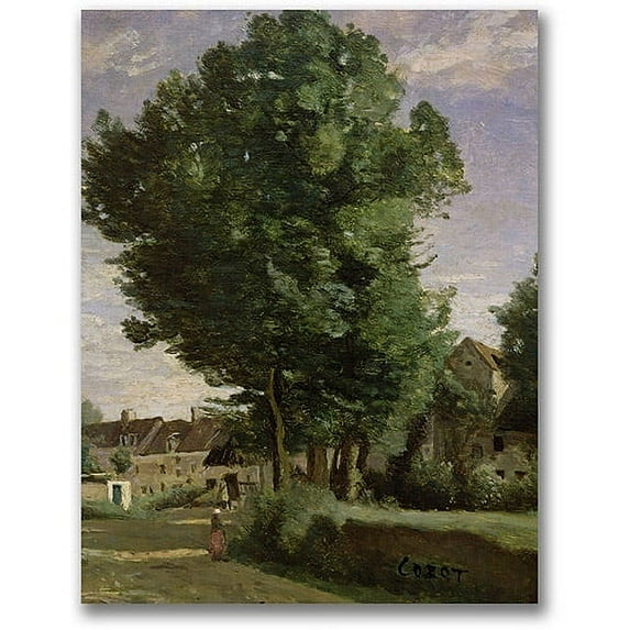 Trademark Fine Art "Outskirts of a village" Canvas Wall Art by Jean Baptiste Corot