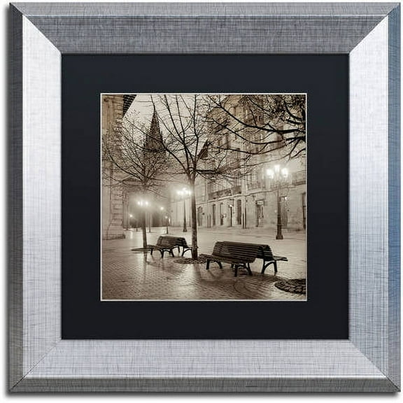 Trademark Fine Art "Oveido Cathedral Bancs II" Canvas Art by Alan Blaustein, Black Matte, Silver Frame