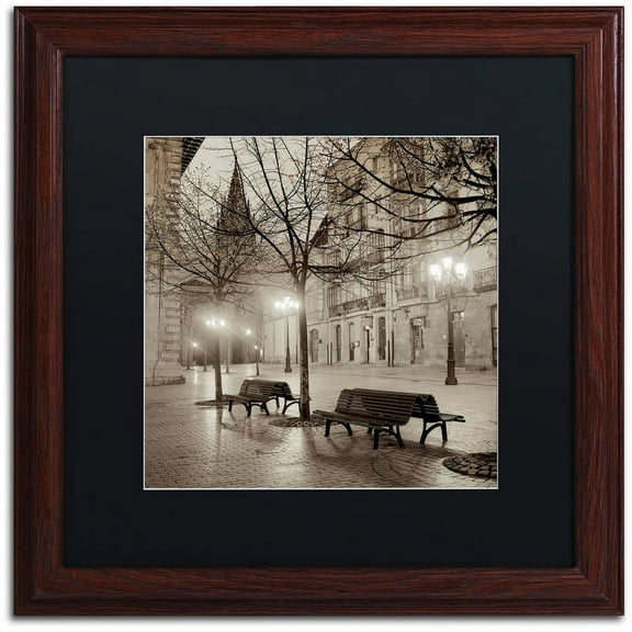 Trademark Fine Art "Oveido Cathedral Bancs II" Canvas Art by Alan Blaustein, Black Matte, Wood Frame