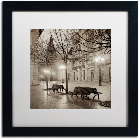 Trademark Fine Art "Oveido Cathedral Bancs II" Canvas Art by Alan Blaustein, White Matte, Black Frame