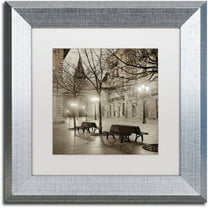 Trademark Fine Art "Oveido Cathedral Bancs II" Canvas Art by Alan Blaustein, White Matte, Silver Frame