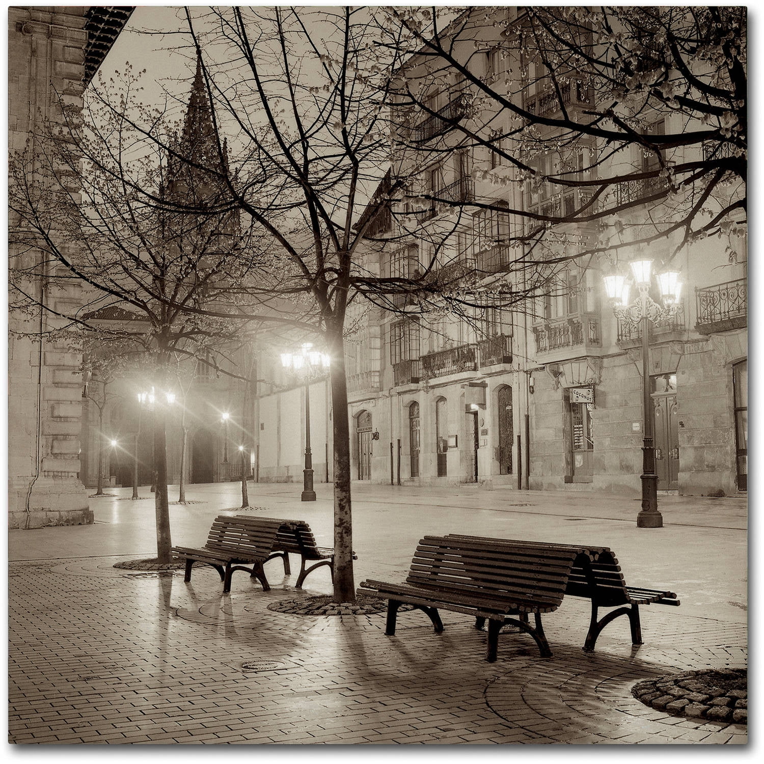 Trademark Fine Art Alan Blaustein Oveido Cathedral Bancs II Canvas Wall Art - 18x18