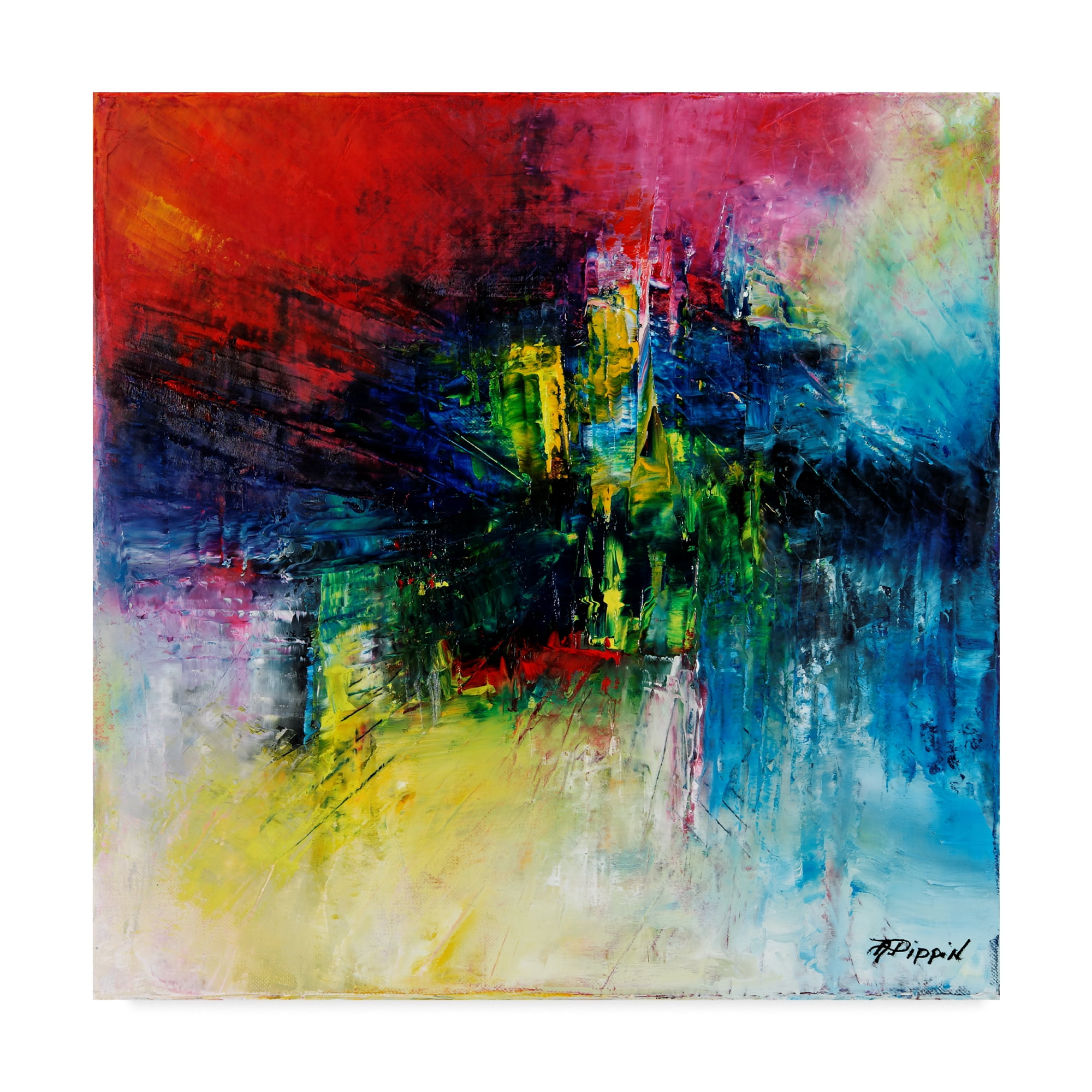 Vibrant Multicolor Abstract Canvas Art in Wooden Frame