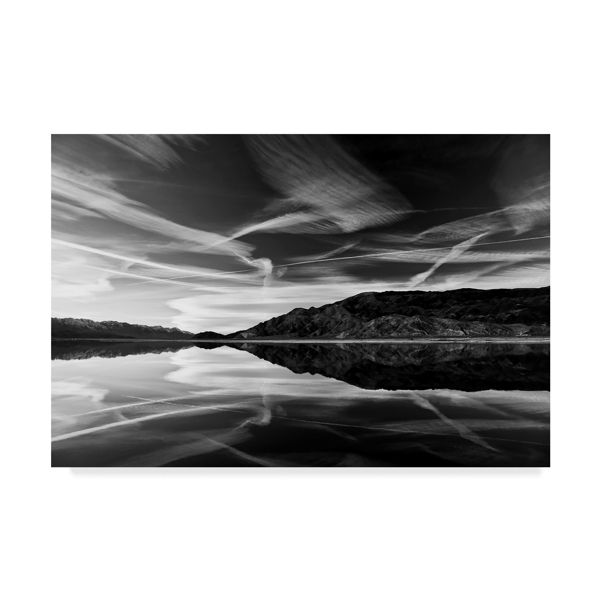 Trademark Fine Art 'Owens Lake ReflectionBlack and White' Canvas Art by American School