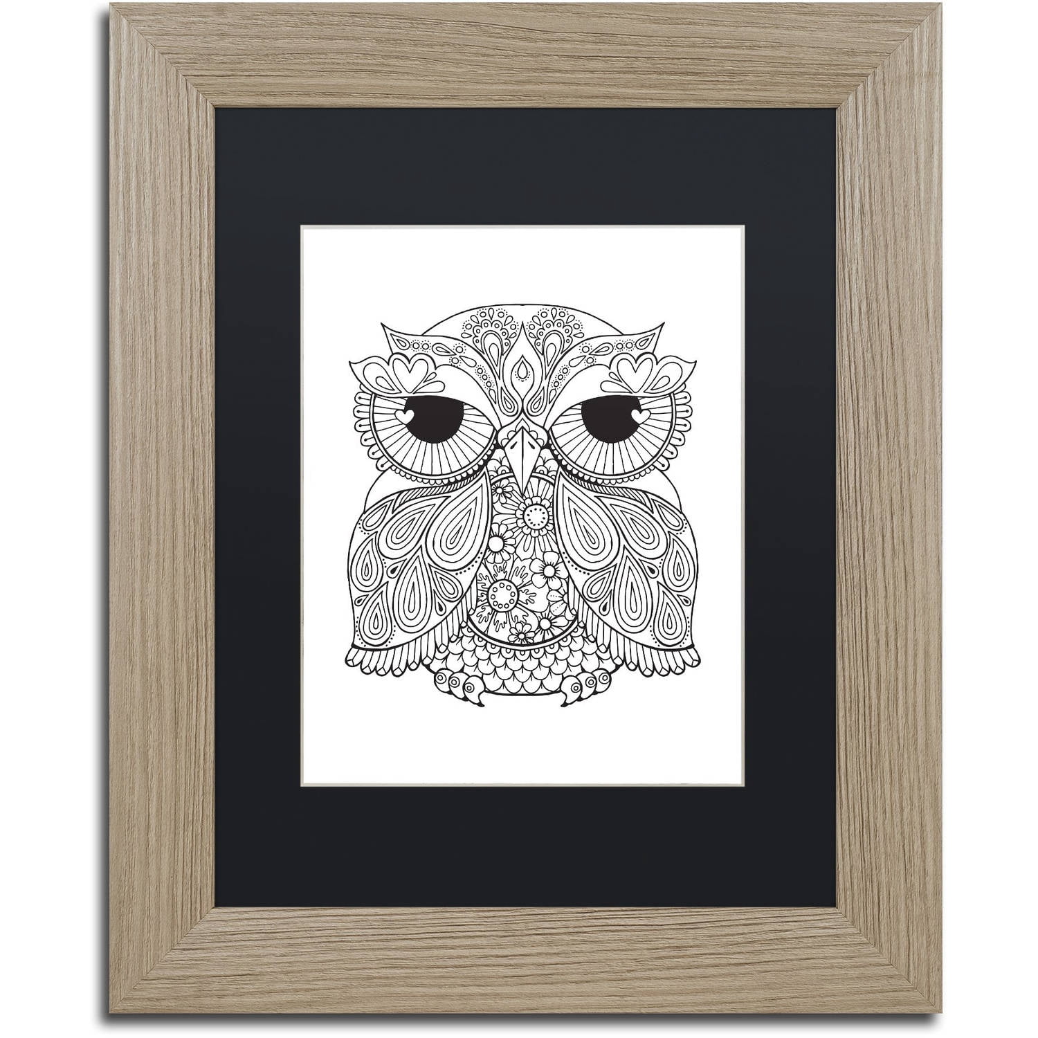 Trademark Fine Art "Owl 1" Canvas Art by Hello Angel, Black Matte, Birch Frame
