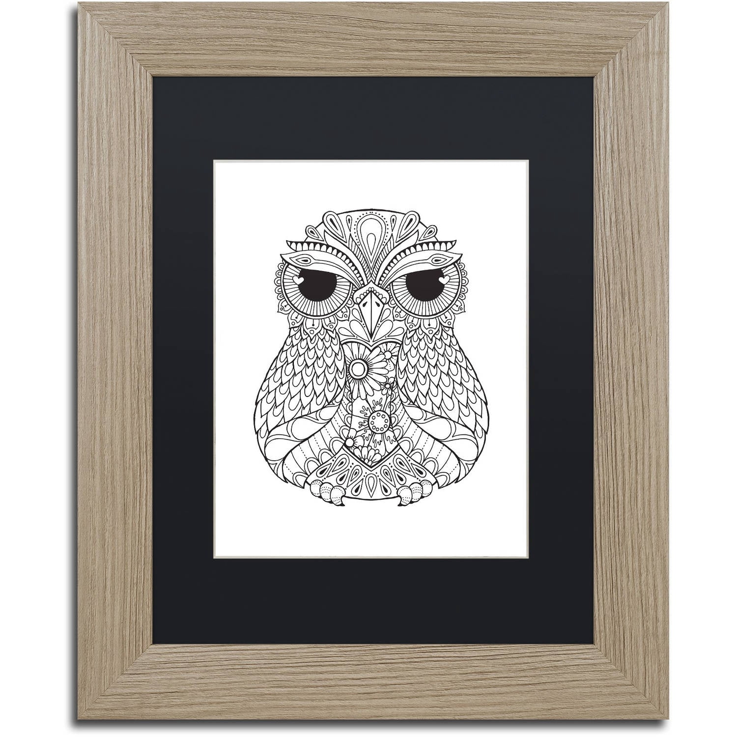 Trademark Fine Art "Owl 4" Canvas Art by Hello Angel, Black Matte, Birch Frame