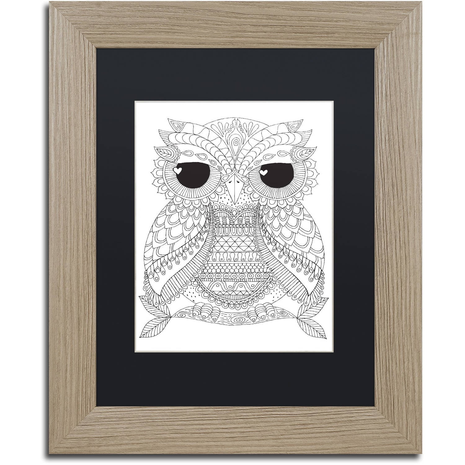 Trademark Fine Art "Owl Dude" Canvas Art by Hello Angel, Black Matte, Birch Frame