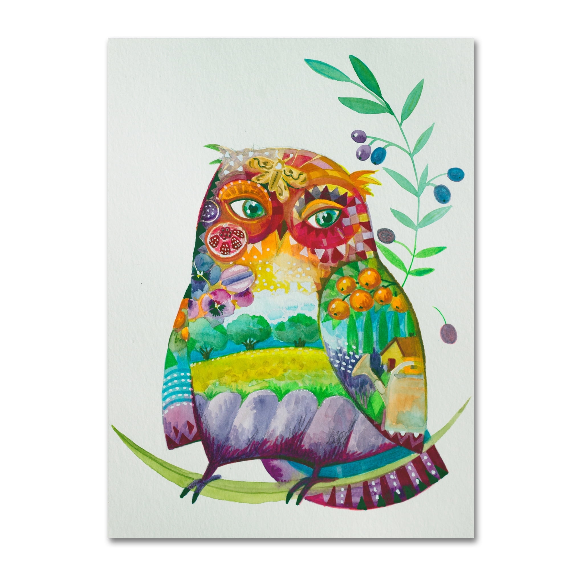 Trademark Fine Art 'Owl From Provence' Canvas Art by Oxana Ziaka