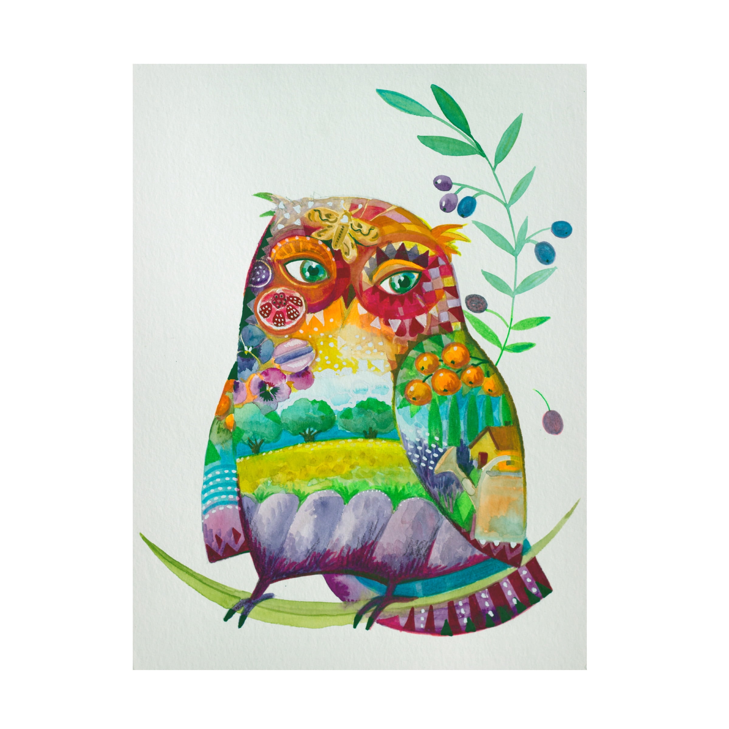 Trademark Fine Art 'Owl From Provence' Canvas Art by Oxana Ziaka